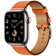 Apple Watch Hermes Series 10 46mm Silver Titanium Case with Single Tour, Orange
