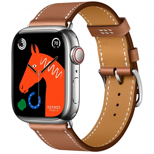 Apple Watch Hermes Series 11 42mm Silver Titanium Case with Single Tour, Gold